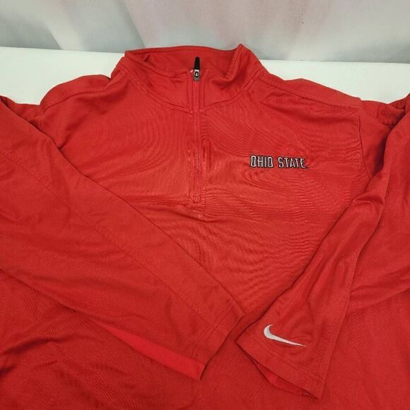 Nike Size XXL Ohio State Long-Sleeve Quarter 1/4 Zip Pullover Sweatshirt Red Q10 - Picture 6 of 7